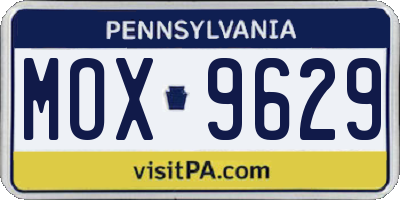 PA license plate MOX9629