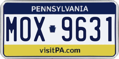 PA license plate MOX9631
