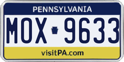 PA license plate MOX9633