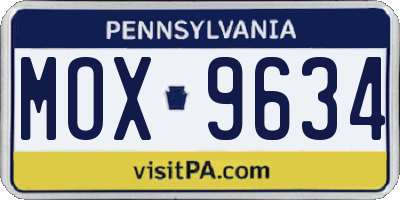 PA license plate MOX9634