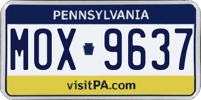 PA license plate MOX9637