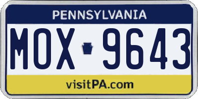 PA license plate MOX9643