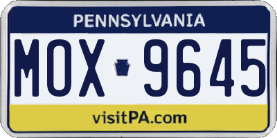 PA license plate MOX9645