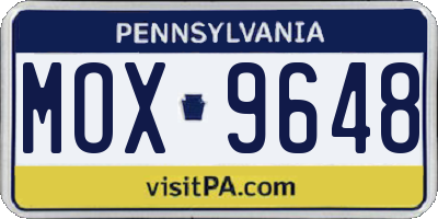 PA license plate MOX9648