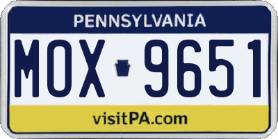 PA license plate MOX9651