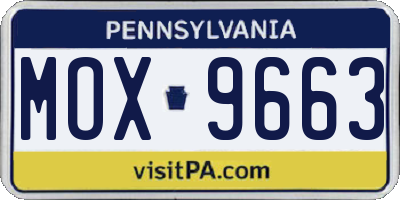 PA license plate MOX9663