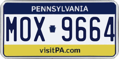 PA license plate MOX9664