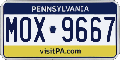 PA license plate MOX9667