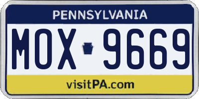 PA license plate MOX9669