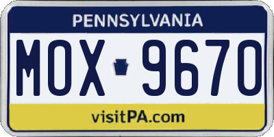 PA license plate MOX9670