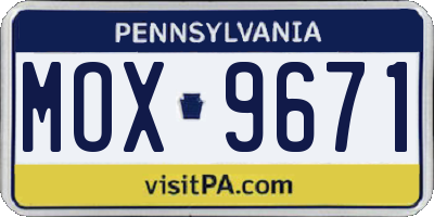 PA license plate MOX9671