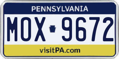PA license plate MOX9672