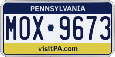 PA license plate MOX9673