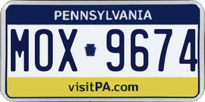 PA license plate MOX9674
