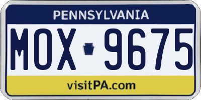 PA license plate MOX9675