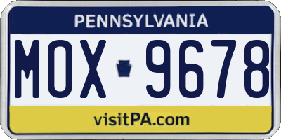 PA license plate MOX9678