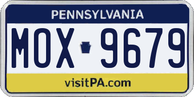 PA license plate MOX9679