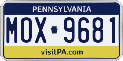 PA license plate MOX9681