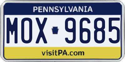 PA license plate MOX9685