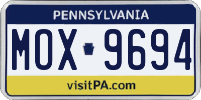 PA license plate MOX9694