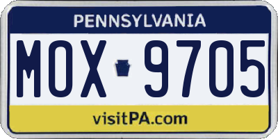 PA license plate MOX9705