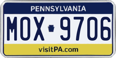 PA license plate MOX9706