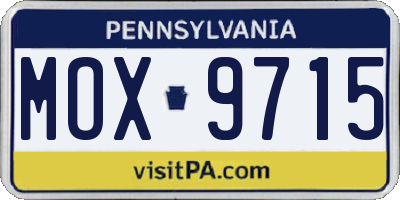PA license plate MOX9715