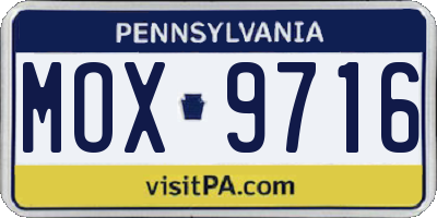 PA license plate MOX9716