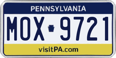 PA license plate MOX9721