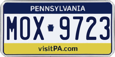 PA license plate MOX9723