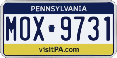 PA license plate MOX9731