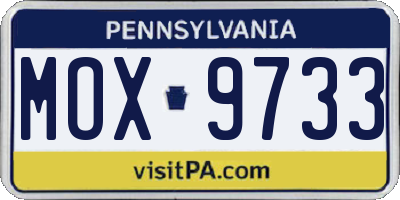PA license plate MOX9733
