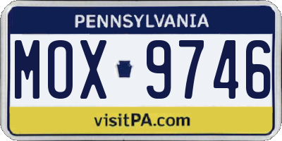 PA license plate MOX9746