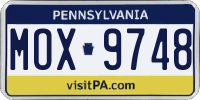 PA license plate MOX9748