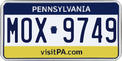 PA license plate MOX9749