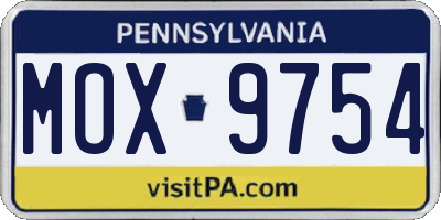 PA license plate MOX9754