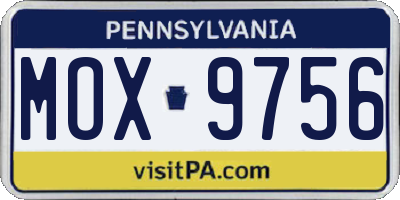 PA license plate MOX9756