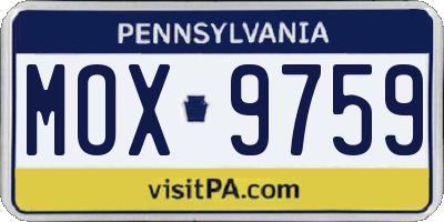 PA license plate MOX9759