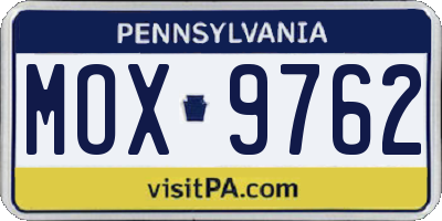 PA license plate MOX9762