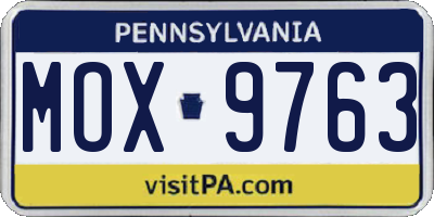 PA license plate MOX9763