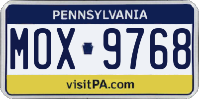 PA license plate MOX9768