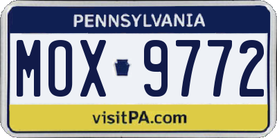PA license plate MOX9772