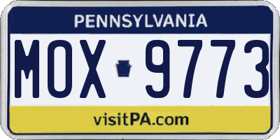PA license plate MOX9773