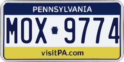 PA license plate MOX9774