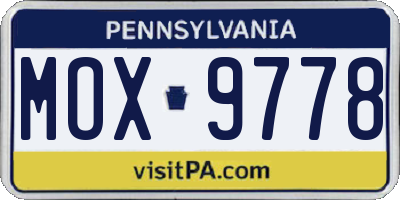 PA license plate MOX9778