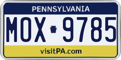 PA license plate MOX9785
