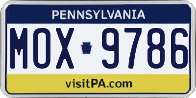 PA license plate MOX9786