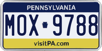 PA license plate MOX9788