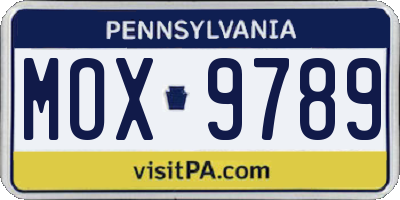 PA license plate MOX9789