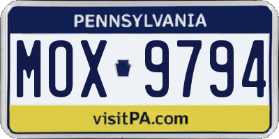 PA license plate MOX9794